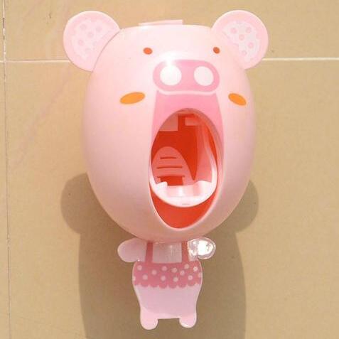 Toothpaste Dispenser and Cartoon Toothbrush Holder